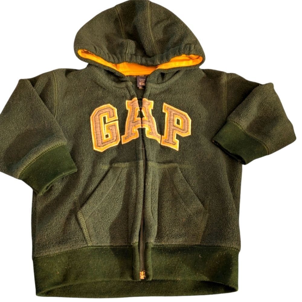 Gap‎ Y2K green fleece zip up hooded jacket size 2T